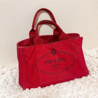 プラダ(PRADA)の最安値🙏🏻 正規品 プラダ カナパ 赤黒(ハンドバッグ)