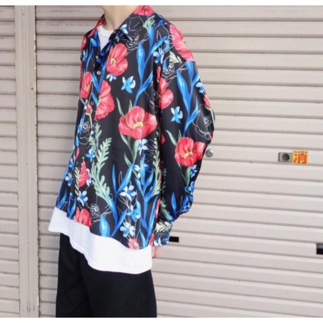 JieDa FLOWER PATTERN L/S SHIRT BLACK 1 2