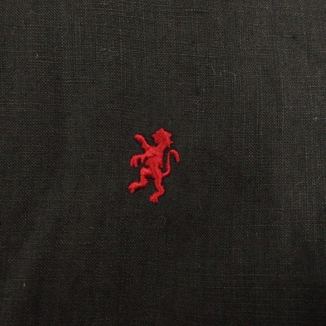 GYMPHLEX(ジムフレックス)のジムフレックス シャツ 半袖 ボタンダウン ロゴ 刺繍 リネン 黒 L メンズのトップス(シャツ)の商品写真