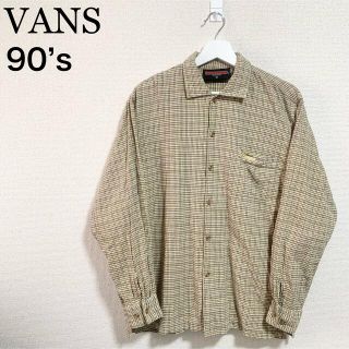 ヴァンズ(VANS)の90s VANS チェックシャツ メンズM ベージュ 旧タグ ロゴ(シャツ)