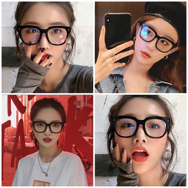 セール！！) ユニセックスウェリントンセルフレーム伊達メガネ黒縁眼鏡ブラック新品 サングラス/メガネ