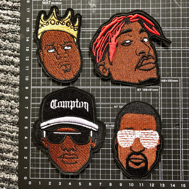 R&B HIPHOPヒップホップ海外セレブ黒人刺繍アイロンワッペン4枚 | フリマアプリ ラクマ