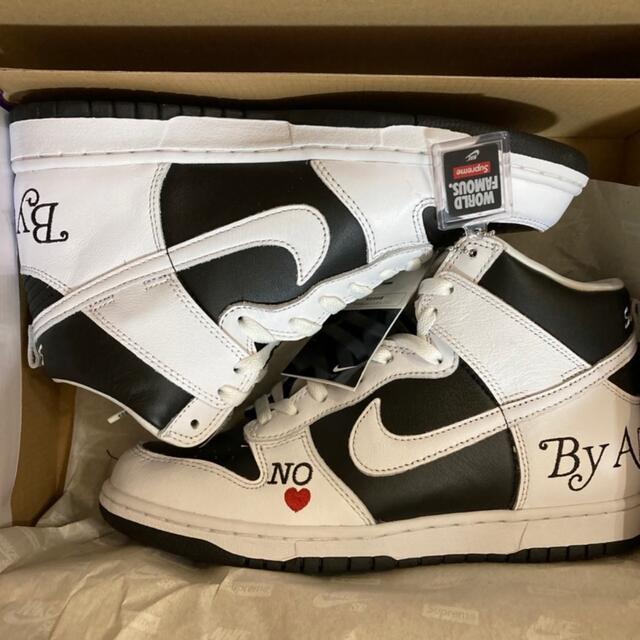 シューズ Supreme - supreme NIKE dunk high 白黒 27.5cmの通販 by