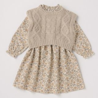 プティマイン(petit main)の【専用】petit mainプティマイン  レースニット花柄ワンピセット　110(ワンピース)