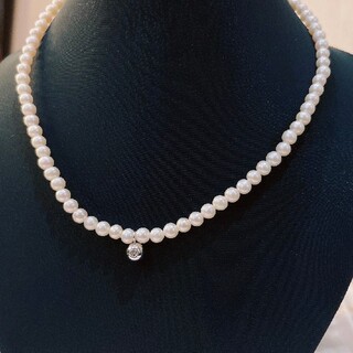 【1815】パール デザインネックレス　淡水真珠《バロック》天然ダイヤ K18
