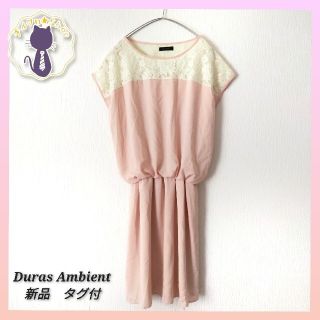 ☆新品☆Duras Ambient　裏地付き　膝丈　ワンピース　レース　ピンク(ひざ丈ワンピース)