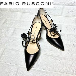 ファビオルスコーニ(FABIO RUSCONI)の【未使用】FABIO RUSCONI レースアップパンプス　黒　レザー　編み上げ(ハイヒール/パンプス)