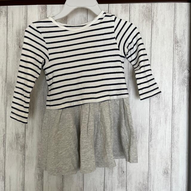 UNIQLO(ユニクロ)のUNIQLO ボーダーワンピース キッズ/ベビー/マタニティのキッズ服男の子用(90cm~)(Tシャツ/カットソー)の商品写真