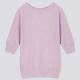 ユニクロ(UNIQLO)のユニクロ UNIQLO ライトシアーボートネックセーター  ラベンダー ニット(ニット/セーター)