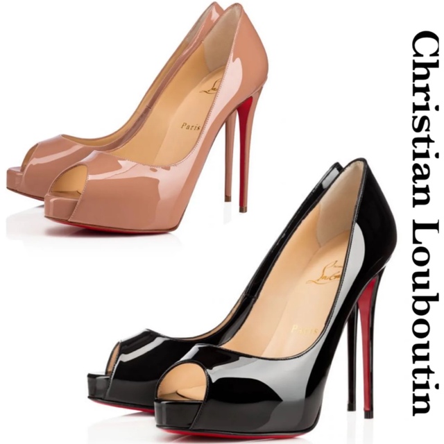 Christian Louboutin(クリスチャンルブタン)のChristian Louboutin オープントゥピンヒール　黒 レディースの靴/シューズ(ハイヒール/パンプス)の商品写真