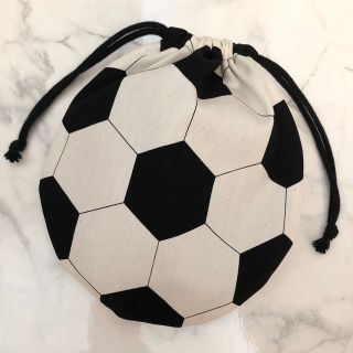 黒 サッカーボール 給食袋 コップ袋 巾着袋 サッカー 男の子 ハンドメイド(外出用品)