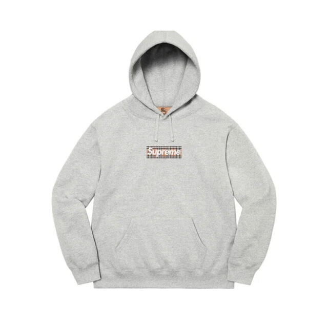 supreme バーバリー boxロゴパーカー グレー L-