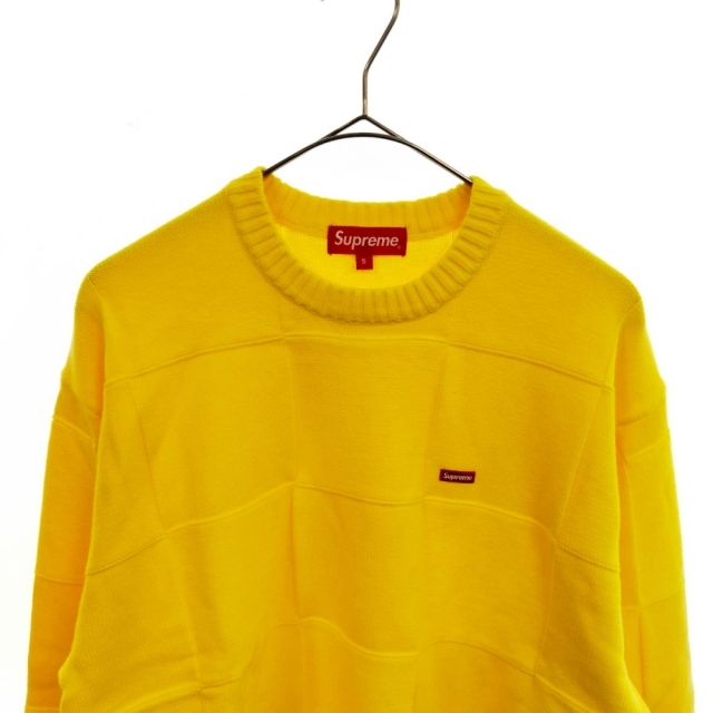 SUPREME シュプリーム 21SS Tonal Checkerboard Small Box Sweater チェッカーボード スモールボックスロゴ ニット セーター イエロー