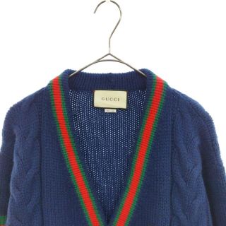 GUCCI グッチ 21AW ケーブルニットオーバーサイズ カーディガン GGロゴボタン Vネックカーディガン 497037 ネイビー GUCCI グッチ 21AW ケーブルニットオーバーサイズ カーディガン GGロゴボタン Vネックカーディガン 497037 ネイビー
