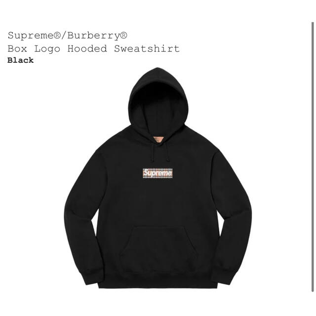 品質が Supreme シュプリーム ブラック Lサイズ hooded box Burberry