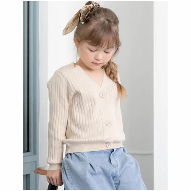 fifth(フィフス)のフィフス キッズコンパクトリブニットカーディガン モカ キッズ/ベビー/マタニティのキッズ服女の子用(90cm~)(カーディガン)の商品写真