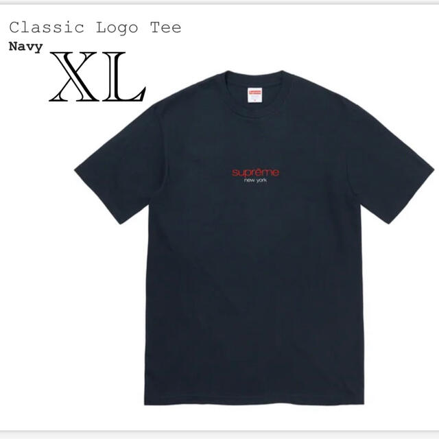 Supreme Classic Logo Tee Navy XLTシャツ/カットソー(半袖/袖なし)