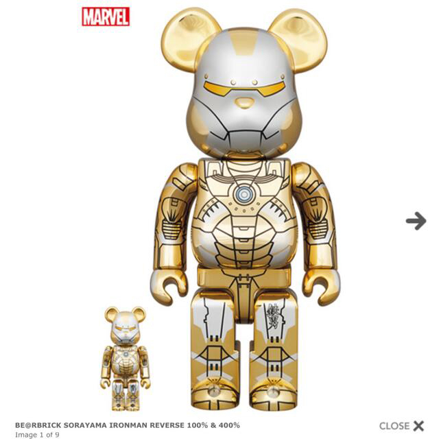 BE@RBRICK(ベアブリック)のBE@RBRICK IRONMAN REVERSE100％&400％ エンタメ/ホビーのフィギュア(その他)の商品写真