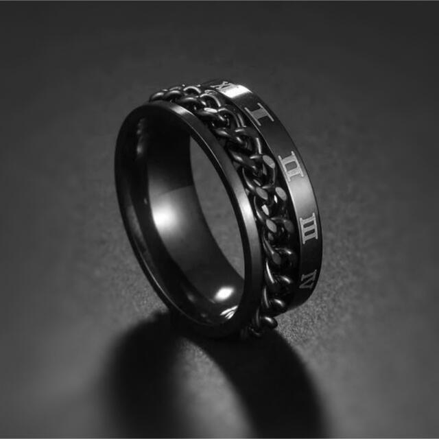 ブラックリング メンズ チェーン18 号 メンズのアクセサリー(リング(指輪))の商品写真