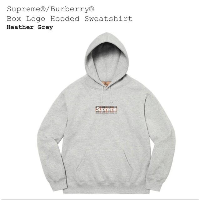 Supreme(シュプリーム)のsupreme burberry box logo hooded グレー　M メンズのトップス(パーカー)の商品写真