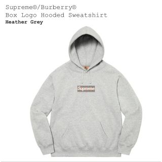 シュプリーム(Supreme)のsupreme burberry box logo hooded グレー　M(パーカー)