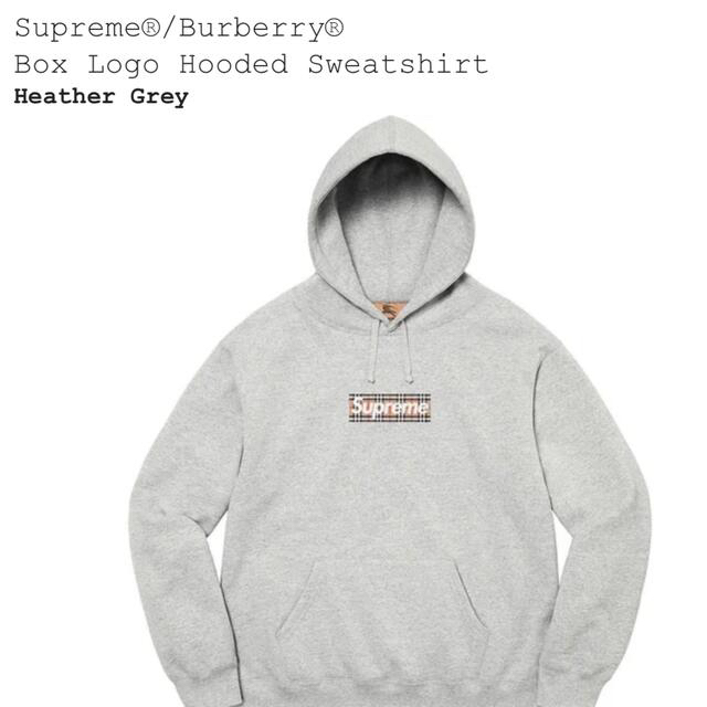 Supreme(シュプリーム)のsupreme burberry box logo hooded グレー　M メンズのトップス(パーカー)の商品写真