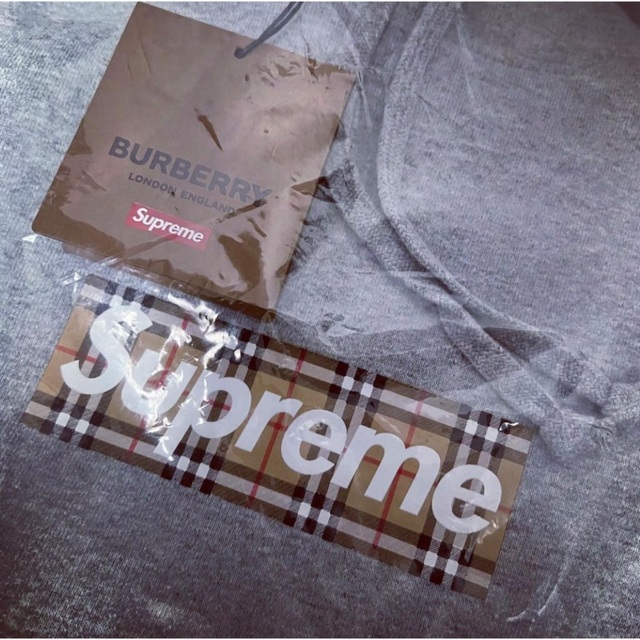 Supreme(シュプリーム)のsupreme burberry box logo hooded グレー　M メンズのトップス(パーカー)の商品写真