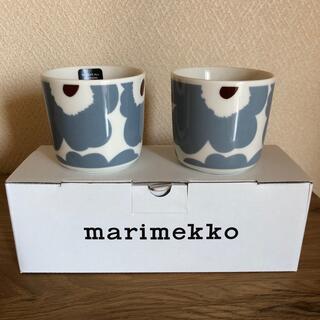 マリメッコ(marimekko)の新品＊ マリメッコ　ラテマグ　ウニッコ   ブルーグレー　2個セット(グラス/カップ)