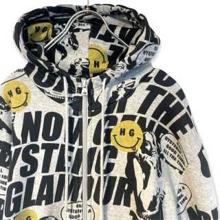 ヒステリックグラマー(HYSTERIC GLAMOUR)の【美品】ヒステリックグラマー ジップアップパーカー M グレー 総柄(パーカー)