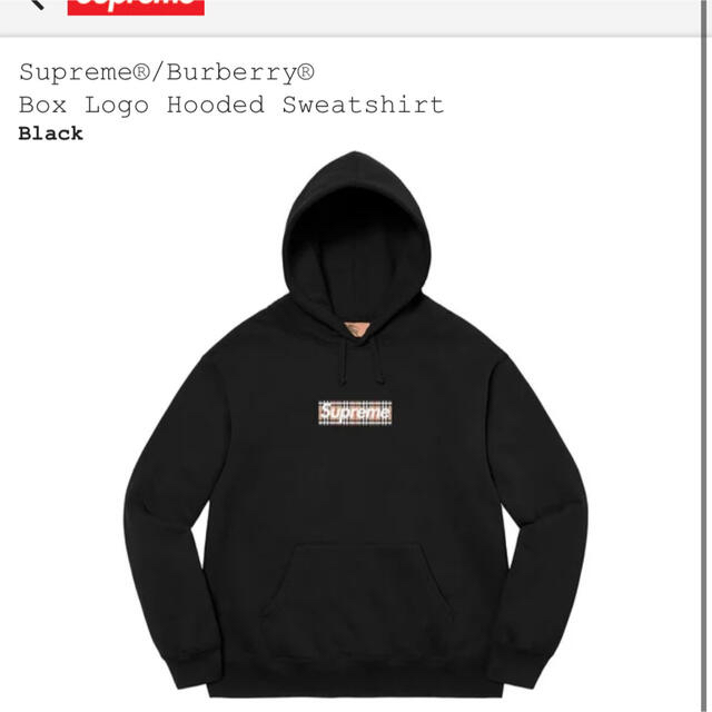 売上実績NO.1 Supreme - L Black Hooded logo Box Burberry Supreme パーカー