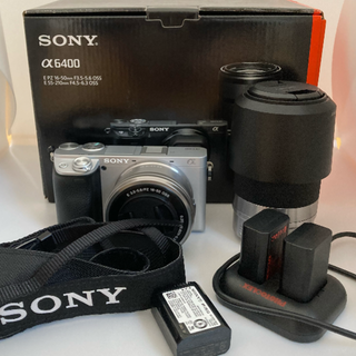 ソニー(SONY)の【美品】α6400 ダブルズームキット シルバー ILCE-6400Y S(ミラーレス一眼)