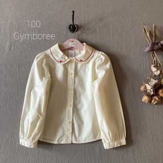 ジンボリー(GYMBOREE)のジンボリー Gymboree.  赤ラインリボン刺繍上品ブラウス*̩̩̥୨୧˖(ブラウス)