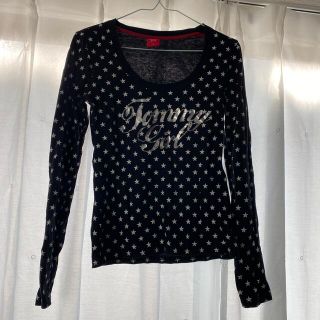 トミーガール(tommy girl)のトミーガールtommy girl星柄ロンT黒ブラックモノトーンシルバーロゴ(Tシャツ(長袖/七分))