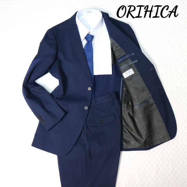 【美品】ORIHICA　オリヒカ　セットアップ　ビジネススーツ　ストライプ
