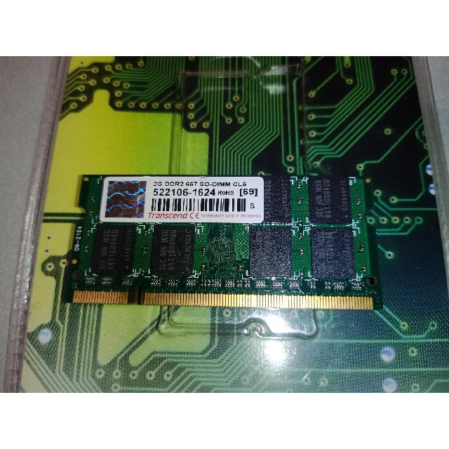 Transcend(トランセンド)のノートPC用メモリ　DDR-2    2GB スマホ/家電/カメラのPC/タブレット(PCパーツ)の商品写真