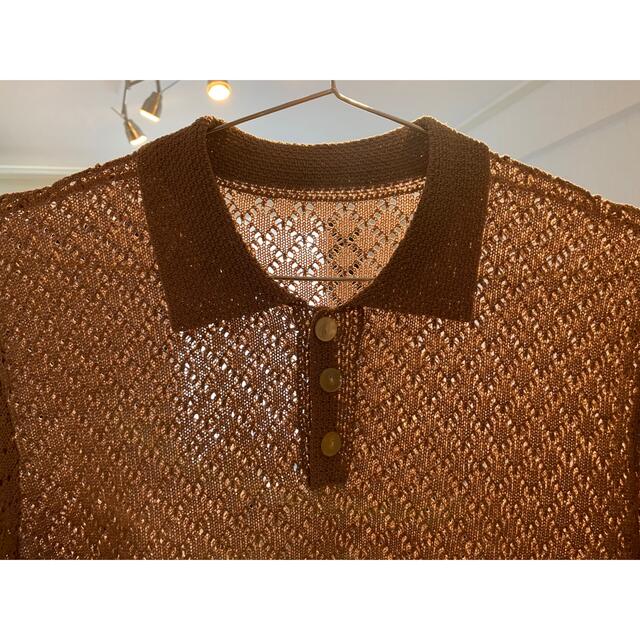 crochet mesh polo ヴィンテージポロシャツ メンズのトップス(ポロシャツ)の商品写真