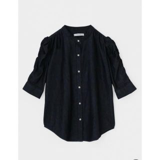 マウジー(moussy)のmoussy GATHER SLEEVE DENIM BLOUSE(シャツ/ブラウス(半袖/袖なし))