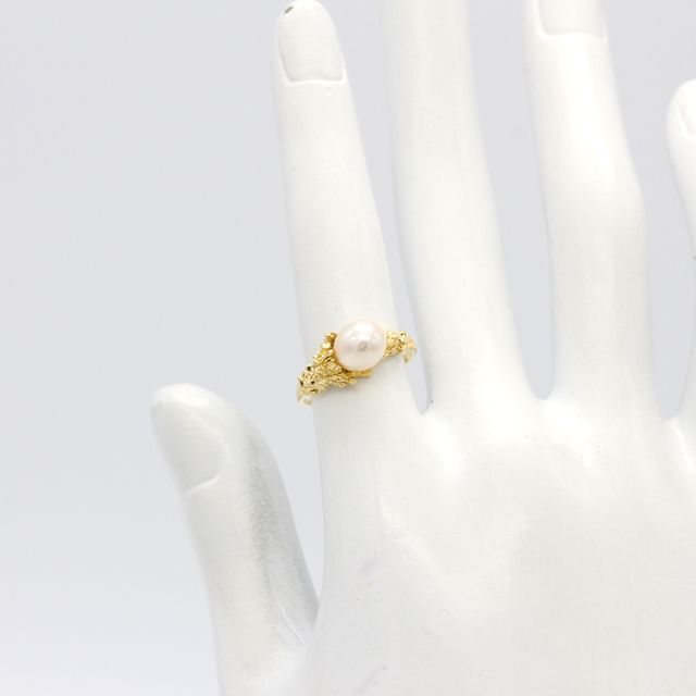 MIKIMOTO(ミキモト)の美品 ミキモト パール イエローゴールド デザインリング 指輪 U02751 レディースのアクセサリー(リング(指輪))の商品写真