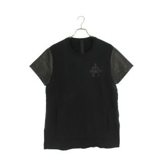 クロムハーツ(Chrome Hearts)のクロムハーツ 袖レザー切替サイドスリットスウェットTシャツ M(Tシャツ/カットソー(半袖/袖なし))