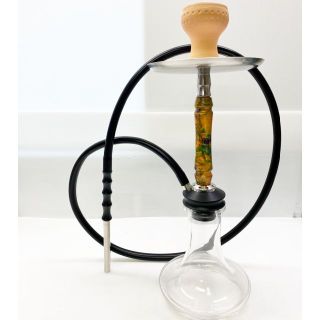 シーシャ 水タバコ 黄 Hookah フーカ 炭 水キセル ガラス 円形  B(その他)