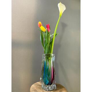 アンティーク ビンテージ 花瓶 パイレックス フラワーベース レインボー 美品(花瓶)