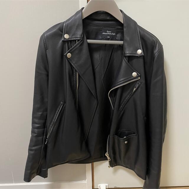 黒　革ジャン レディースのジャケット/アウター(Gジャン/デニムジャケット)の商品写真