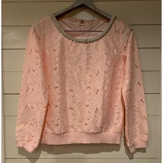 セシルマクビー(CECIL McBEE)のピンクレース　トップス　M(カットソー(長袖/七分))