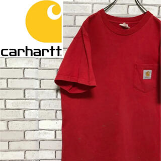 カーハート(carhartt)の超希少 カーハート ワンポイントロゴタグ半袖 レッド Tシャツ USA製 90s(Tシャツ/カットソー(半袖/袖なし))
