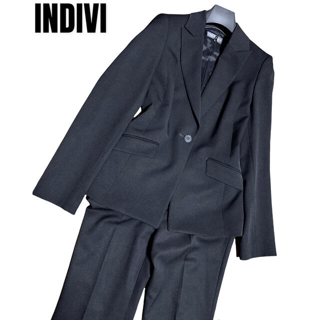 INDIVI セットアップ パンツスーツ ブラック 卒業式 ストライプ 卒園