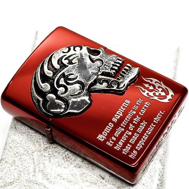 ZIPPO(ジッポー)の送料無料☆zippo☆GHOST SKULL☆メタル☆レッド＆シルバー☆ジッポ メンズのファッション小物(タバコグッズ)の商品写真