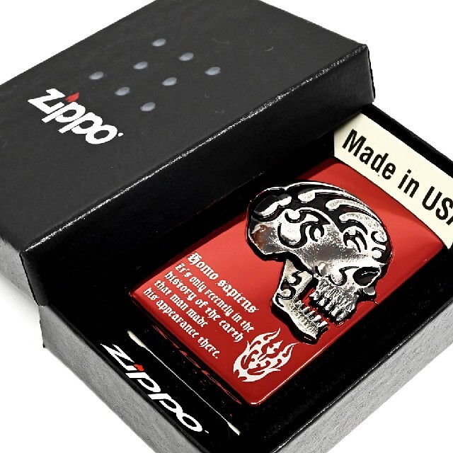 ZIPPO(ジッポー)の送料無料☆zippo☆GHOST SKULL☆メタル☆レッド＆シルバー☆ジッポ メンズのファッション小物(タバコグッズ)の商品写真