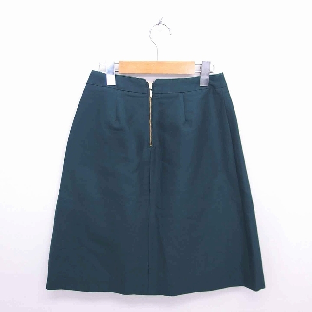 SHIPS(シップス)のシップス 台形 スカート ひざ丈 バックジップ 36 緑 グリーン /TT4 レディースのスカート(ひざ丈スカート)の商品写真