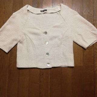 ザラ(ZARA)のZARA TWEED TOP オフホワイト　M(Tシャツ/カットソー(半袖/袖なし))