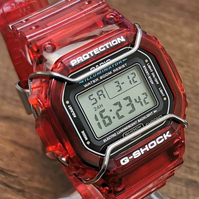 G-SHOCK DW-5600 レッドスケルトン + メタル遊環 + バンパー